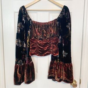 Free People Catching Feelings Velvet Bell Sleeve Top
